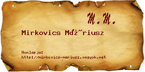 Mirkovics Máriusz névjegykártya
